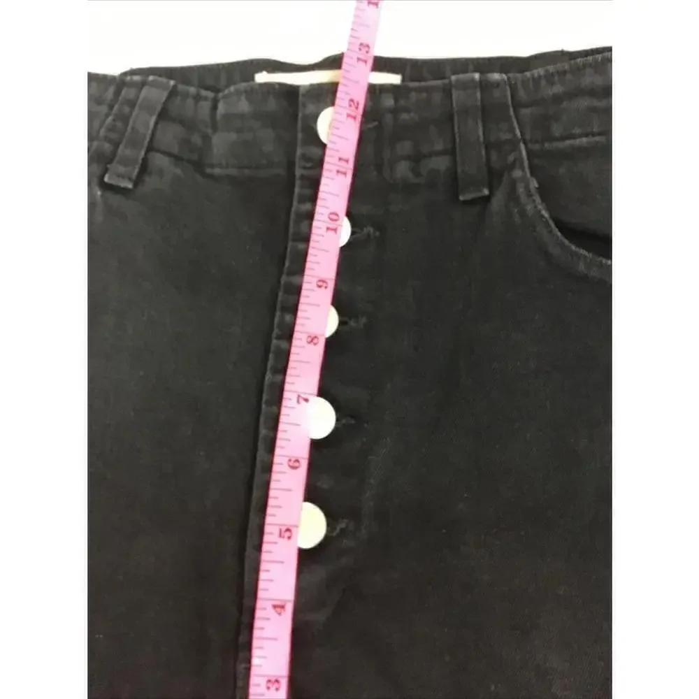 AMO Women’s Size 30 Button Fly Jeans Dock Ultra High-Rise Slim Jeans BLACK